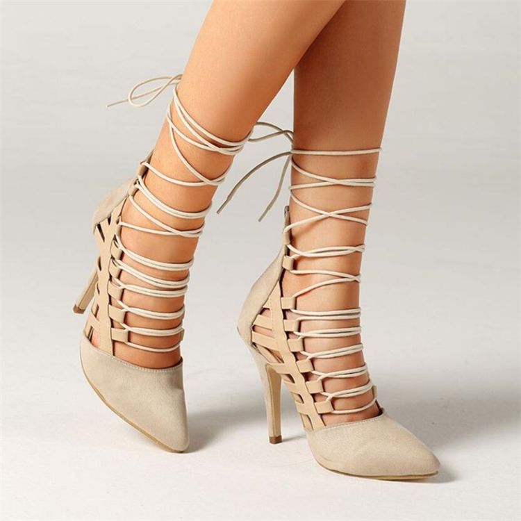 Dragkedja Stiletto Heel Cross Strap 11.5Cm Tunna Skor Dam Pumps