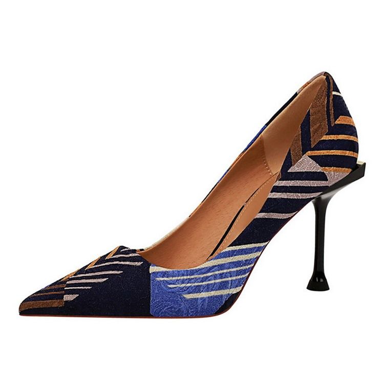 Faux Mocka Slip-On Spetsad Tå Stilettklack Dam Pumps