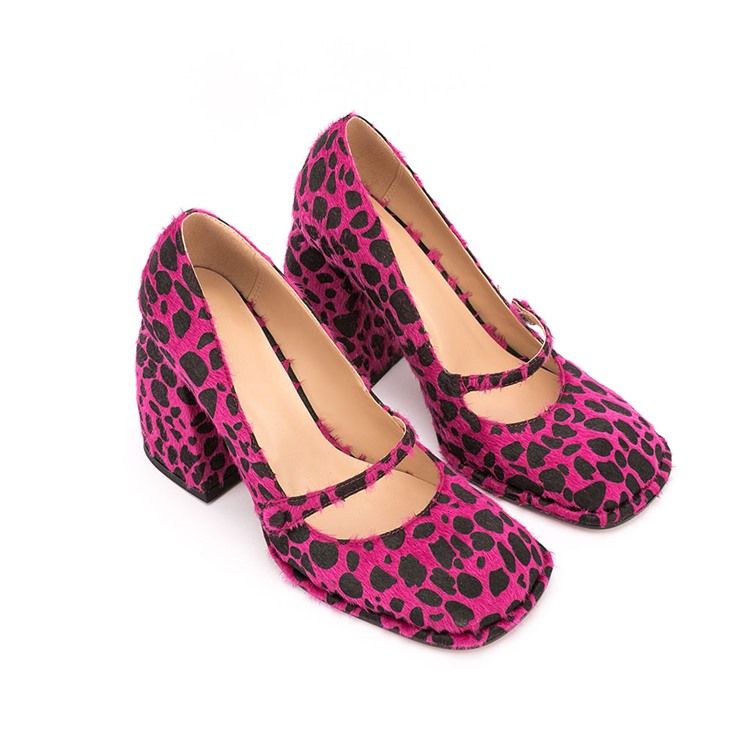 Fyrkantig Tå Kardborre Chunky Heel Casual Tunna Skor