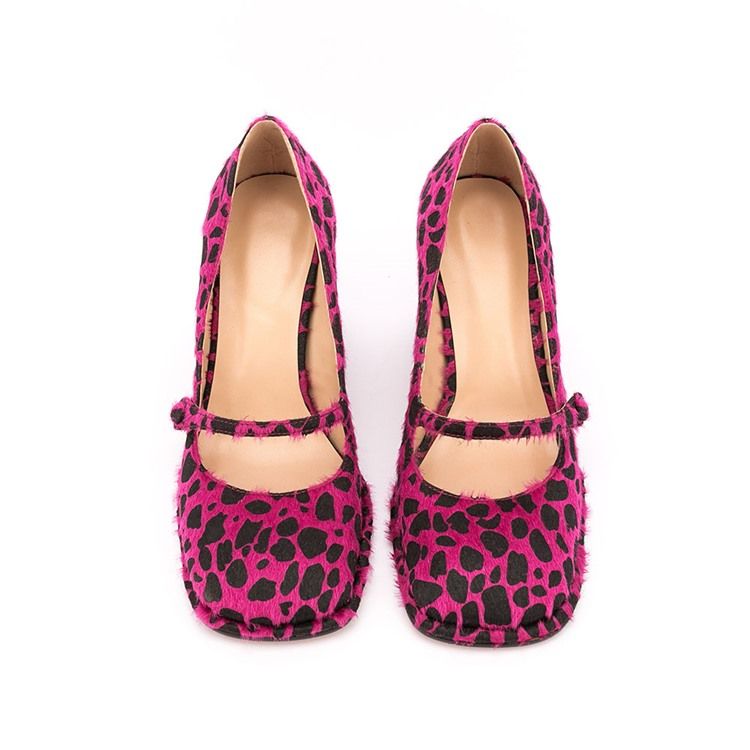 Fyrkantig Tå Kardborre Chunky Heel Casual Tunna Skor