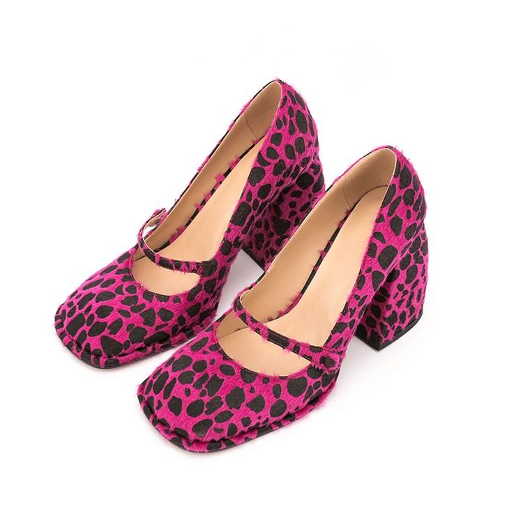Fyrkantig Tå Kardborre Chunky Heel Casual Tunna Skor
