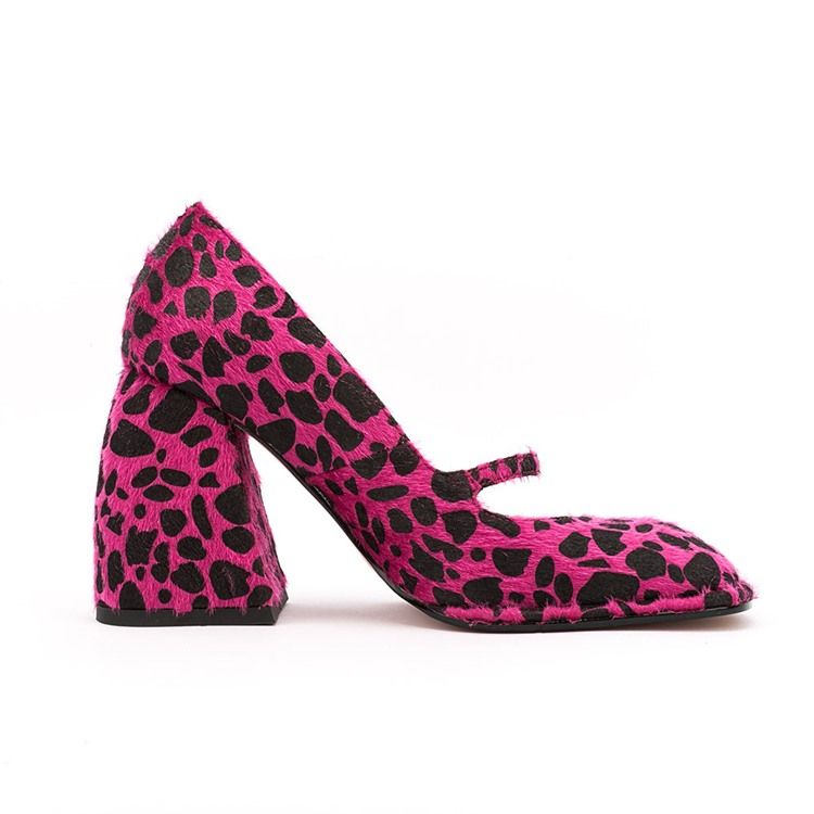 Fyrkantig Tå Kardborre Chunky Heel Casual Tunna Skor
