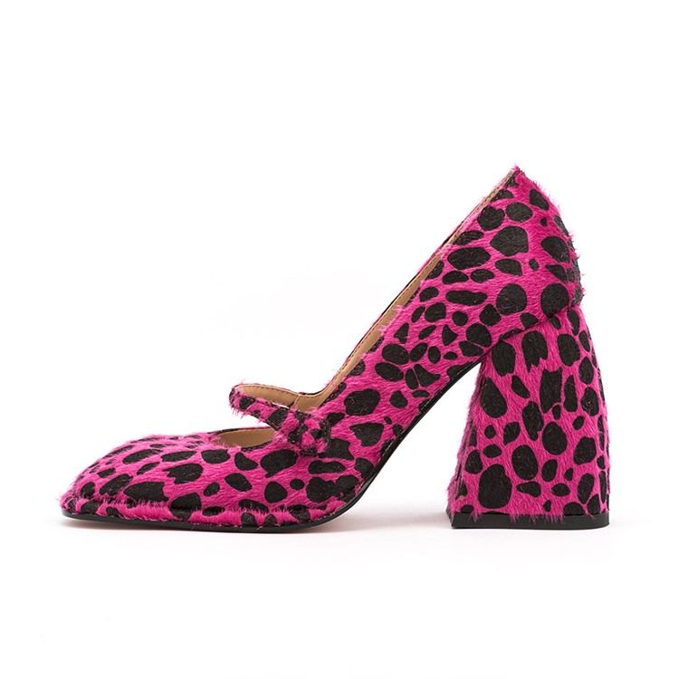 Fyrkantig Tå Kardborre Chunky Heel Casual Tunna Skor