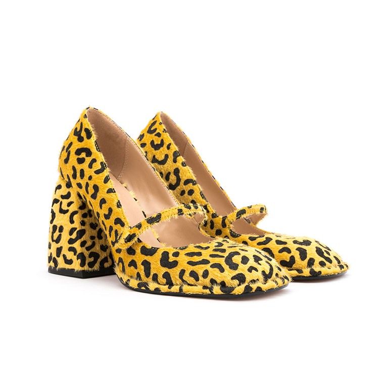 Fyrkantig Tå Kardborre Chunky Heel Casual Tunna Skor