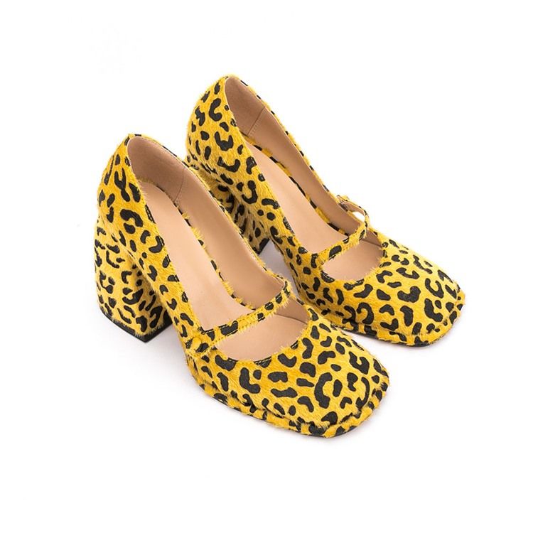 Fyrkantig Tå Kardborre Chunky Heel Casual Tunna Skor