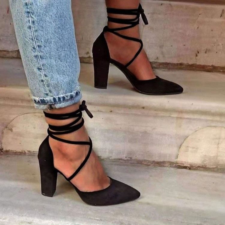 Lace-Up Lace-Up Chunky Heel Western Tunna Skor