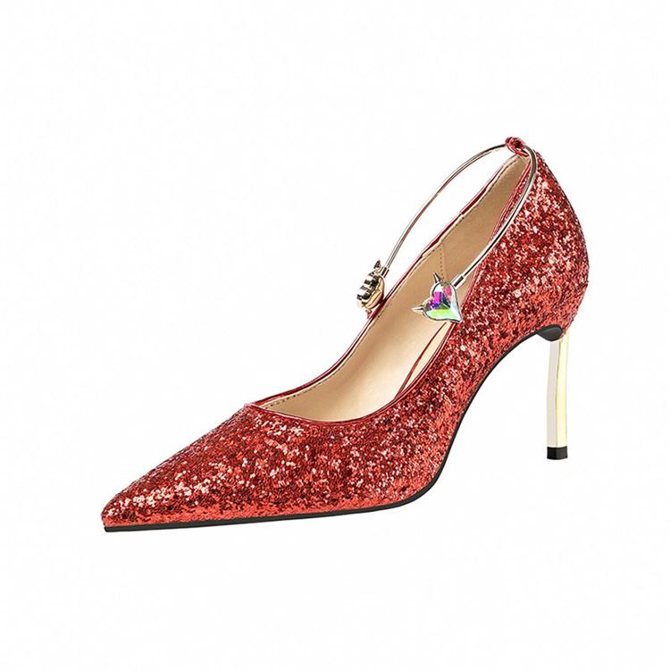 Paljett Stiletto Heel Slip-On Low-Cut Övre Dam Pumps