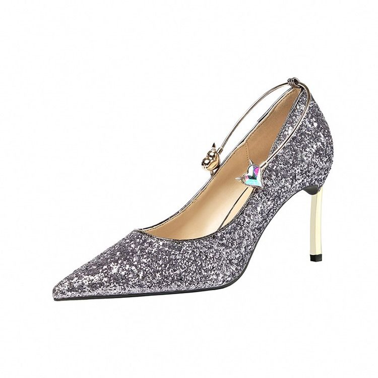 Paljett Stiletto Heel Slip-On Low-Cut Övre Dam Pumps