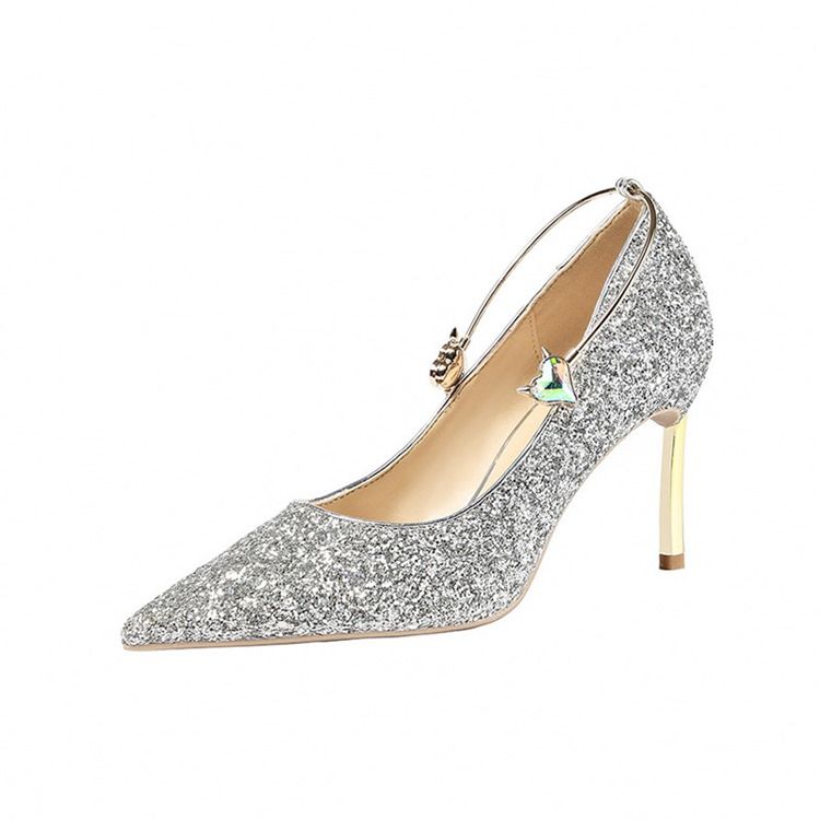 Paljett Stiletto Heel Slip-On Low-Cut Övre Dam Pumps