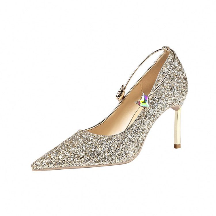 Paljett Stiletto Heel Slip-On Low-Cut Övre Dam Pumps