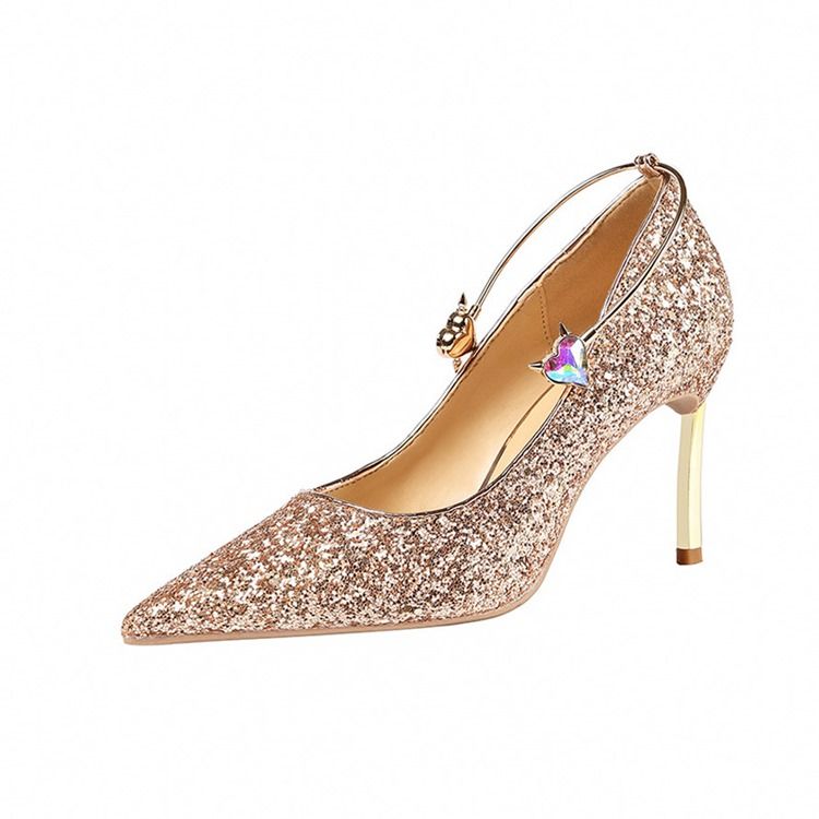 Paljett Stiletto Heel Slip-On Low-Cut Övre Dam Pumps