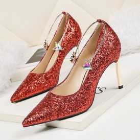 Paljett Stiletto Heel Slip-On Low-Cut Övre Dam Pumps