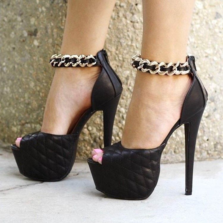 Plattform Zipper Peep Toe Stiletto Heel Pumps