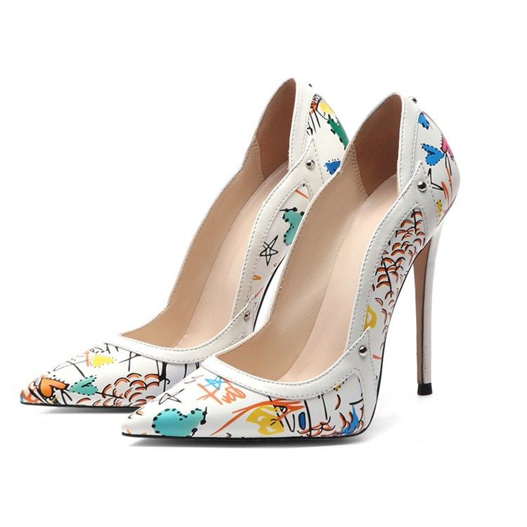 Print Stilettklack Slip-On Low-Cut Övre Tunna Skor