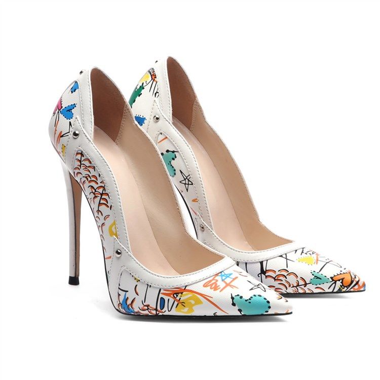 Print Stilettklack Slip-On Low-Cut Övre Tunna Skor