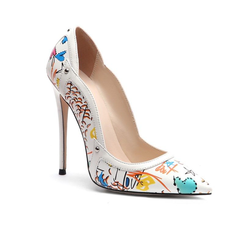 Print Stilettklack Slip-On Low-Cut Övre Tunna Skor