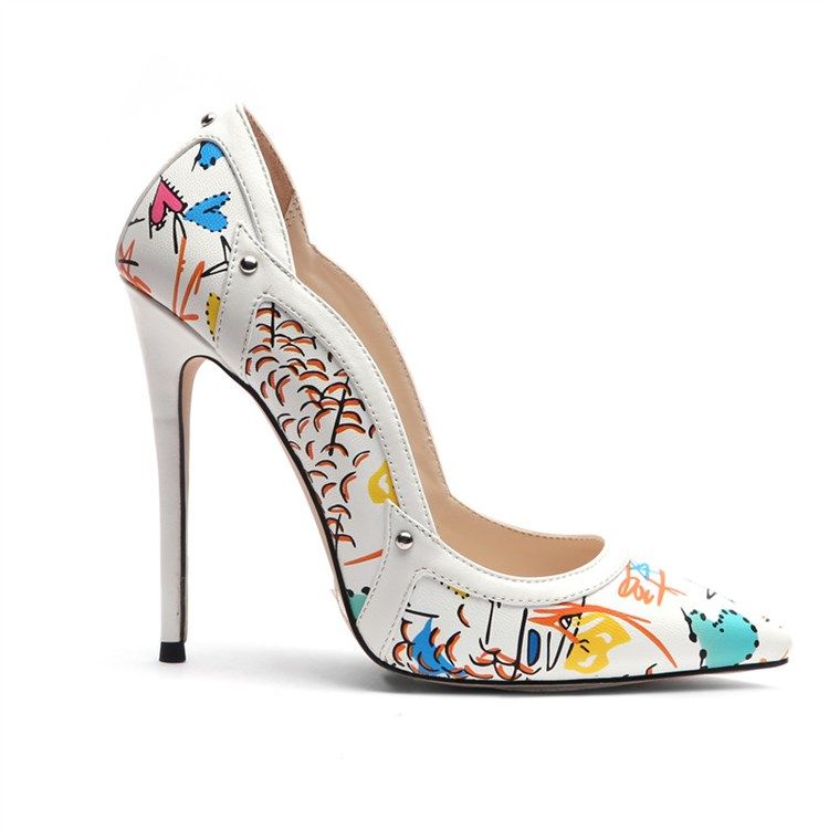 Print Stilettklack Slip-On Low-Cut Övre Tunna Skor