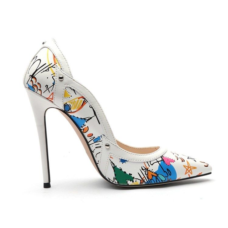 Print Stilettklack Slip-On Low-Cut Övre Tunna Skor