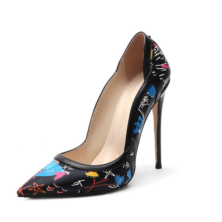 Print Stilettklack Slip-On Low-Cut Övre Tunna Skor