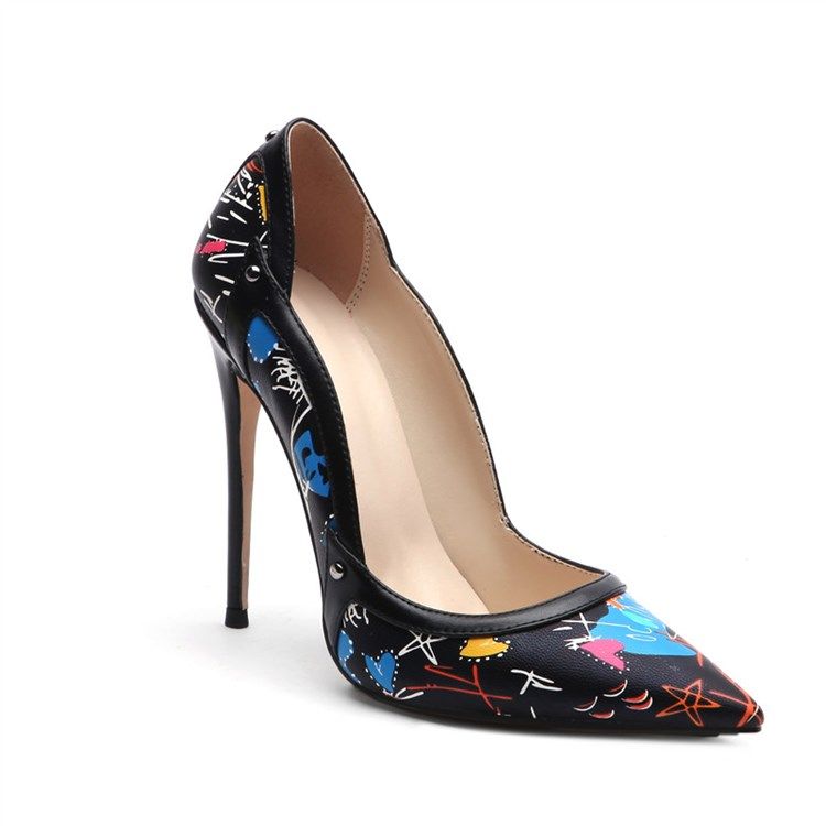 Print Stilettklack Slip-On Low-Cut Övre Tunna Skor