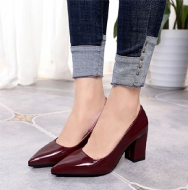 Professionella Spetsiga Tå Plain Chunky Pumps