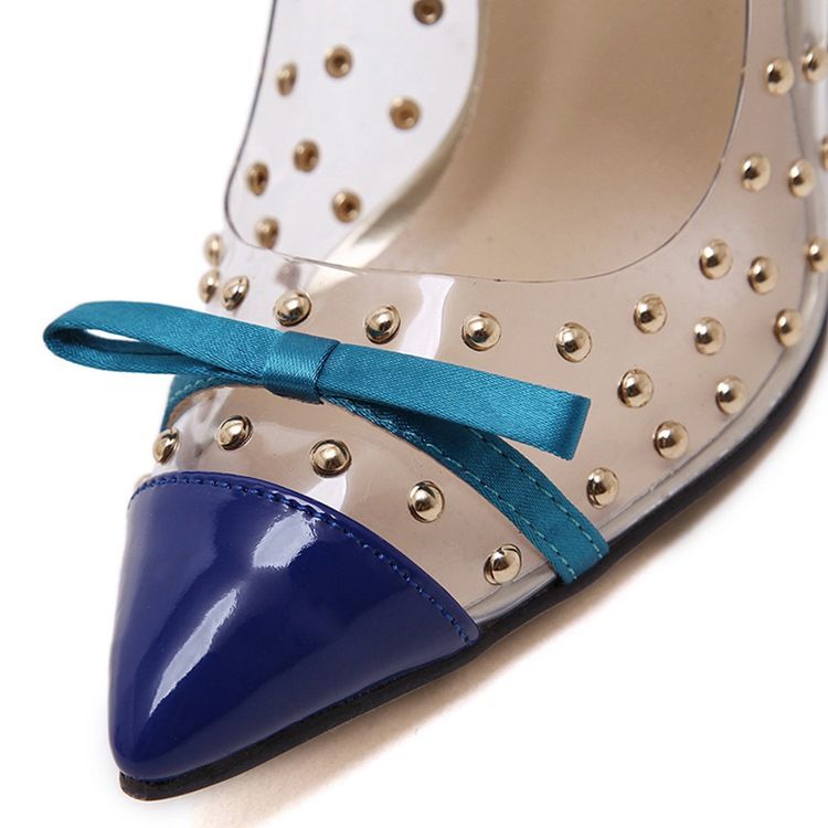 Pvc Bowknot Nit-Sandaler Med Spetsad Tå