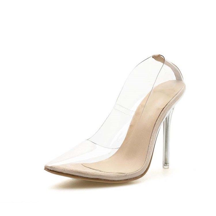 Pvc-Slip-On Spetsad Tå Stilettklack För Damer