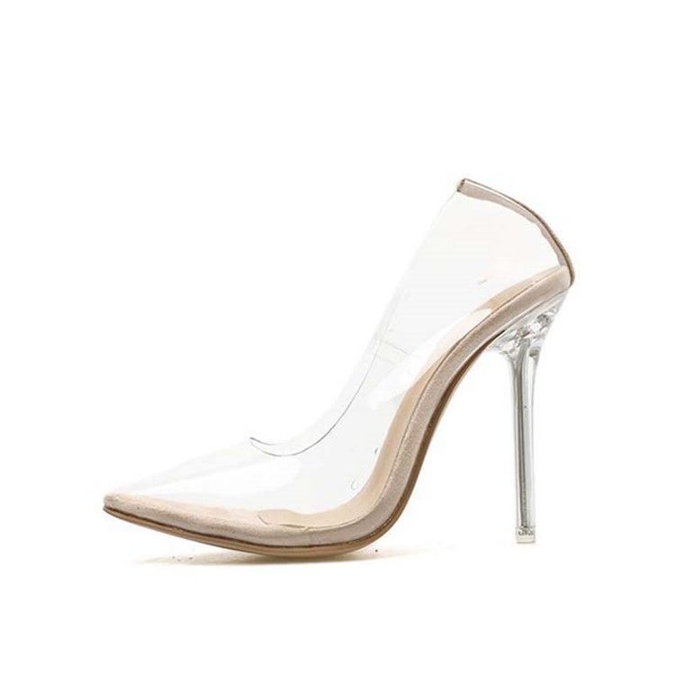 Pvc-Slip-On Spetsad Tå Stilettklack För Damer
