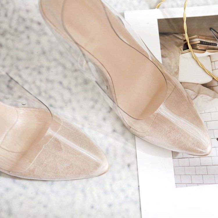 Pvc-Slip-On Spetsad Tå Stilettklack För Damer