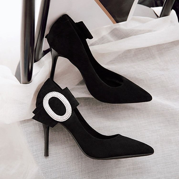 Rhinestone-Slip-On-Pumpar Med Stilettklack