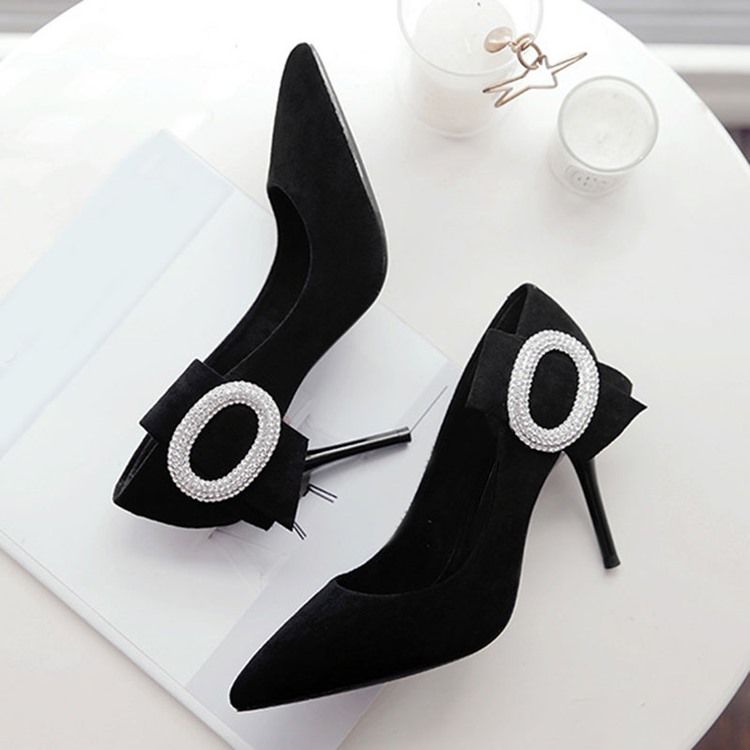 Rhinestone-Slip-On-Pumpar Med Stilettklack