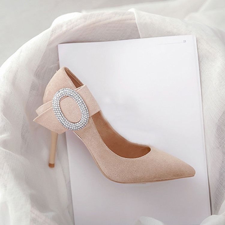 Rhinestone-Slip-On-Pumpar Med Stilettklack
