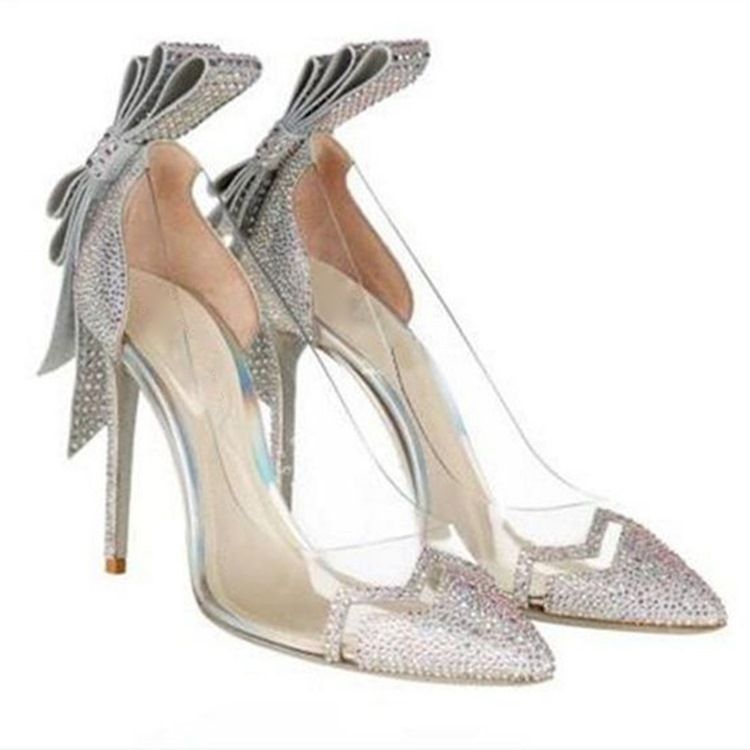 Rhinestone Slip-On Stiletto Heel Pumps Med Pilbåge