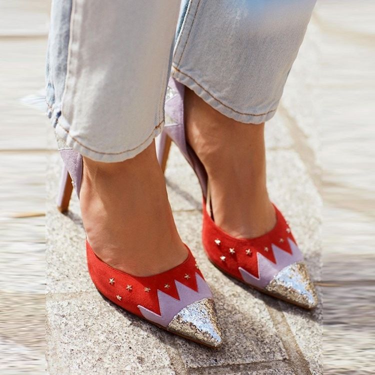 Rivet&Paljetter Color Block Stiletto Heel Pumps