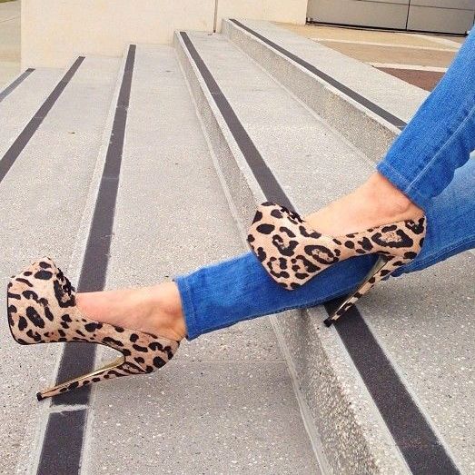Sexiga Leopard Pumps Med Rund Tå
