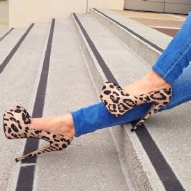 Sexiga Leopard Pumps Med Rund Tå