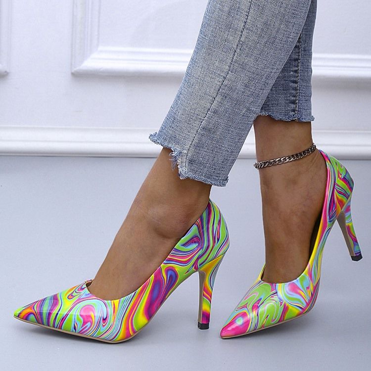 Slip-On High Heel (5-8Cm) Tunna Skor Med Spetsad Tå