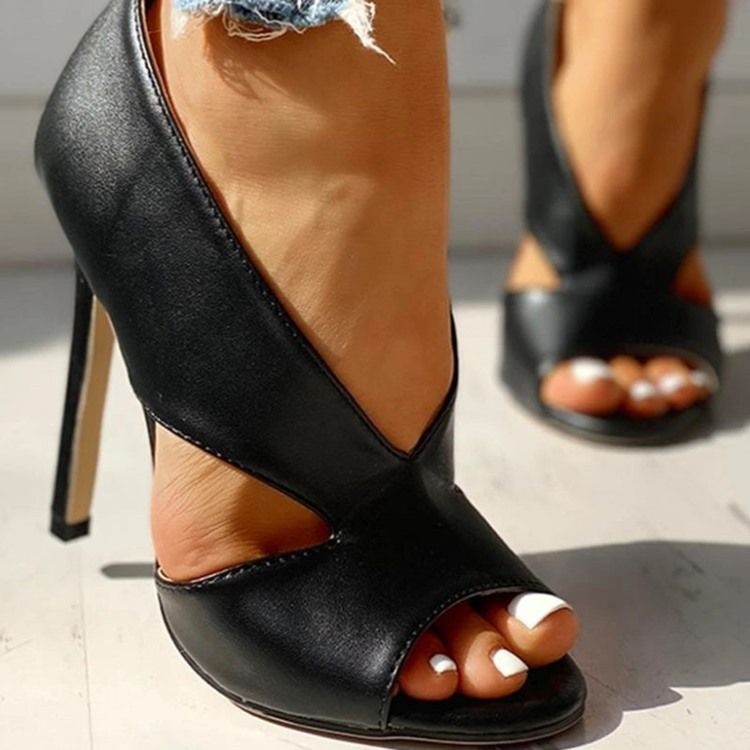 Slip-On Öppen Tå Ihåliga Tunna Skor Med Ultrahög Klack (≥8 Cm).