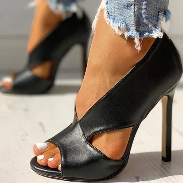 Slip-On Öppen Tå Ihåliga Tunna Skor Med Ultrahög Klack (≥8 Cm).