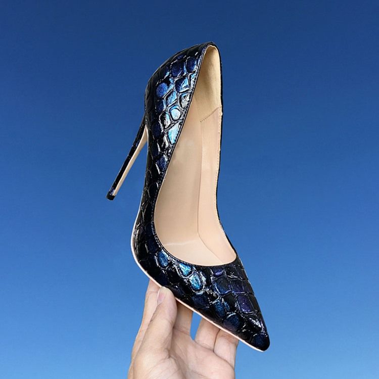 Spetsad Tå Slip-On Alligator Mönster Professionella Tunna Damskor