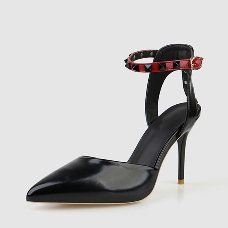 Spetsad Tå Stilettklack Line-Style Spänne Sexiga Pumps