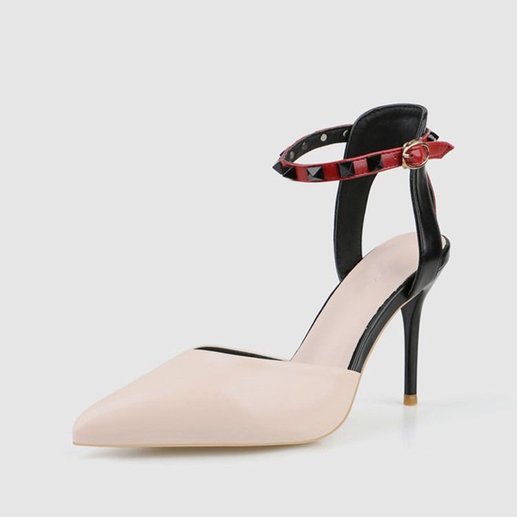 Spetsad Tå Stilettklack Line-Style Spänne Sexiga Pumps