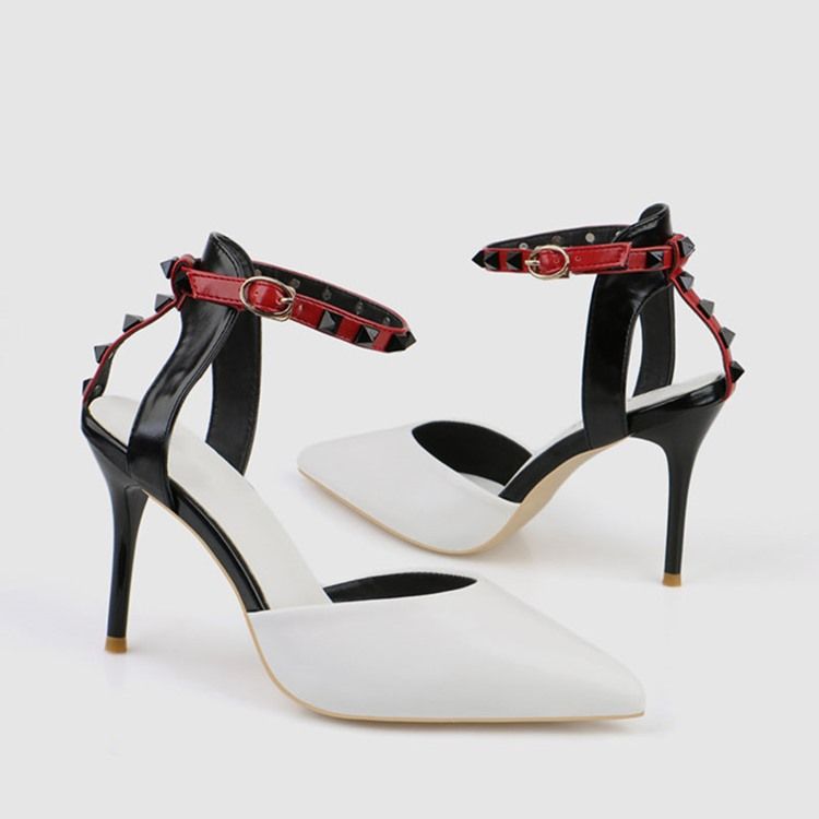 Spetsad Tå Stilettklack Line-Style Spänne Sexiga Pumps