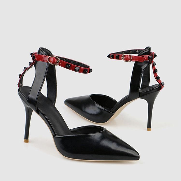Spetsad Tå Stilettklack Line-Style Spänne Sexiga Pumps