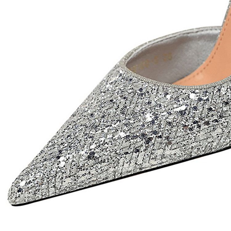 Spetsiga Tå Stilettklack Slip-On Bankett Tunna Skor