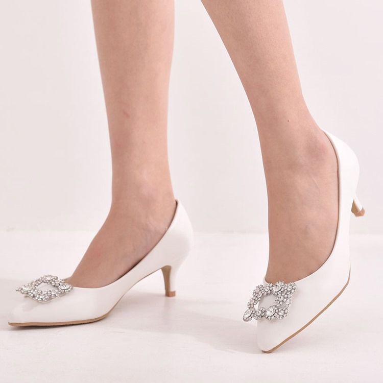 Spisspetsad Stilettklack Slip-On Kvinnors Professionella Tunna Skor