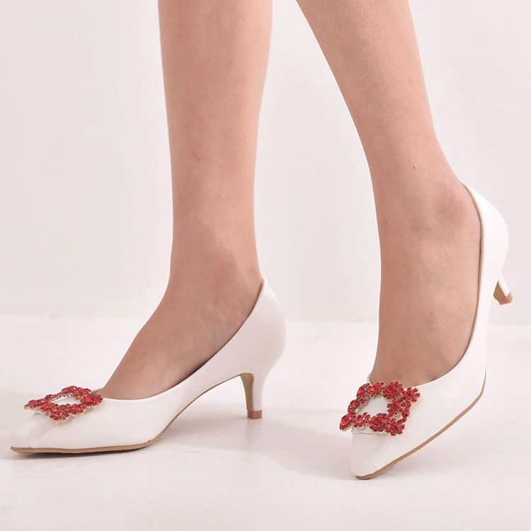 Spisspetsad Stilettklack Slip-On Kvinnors Professionella Tunna Skor