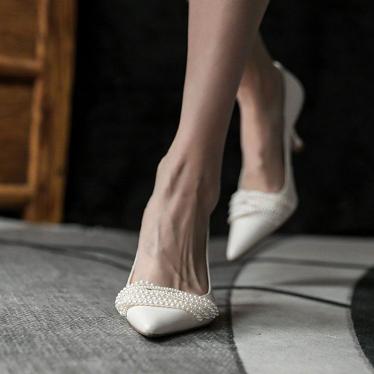 Stiletto Heel Slip-On Beads Western Tunna Skor