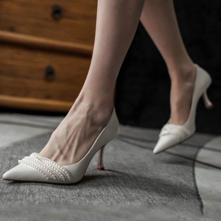 Stiletto Heel Slip-On Beads Western Tunna Skor