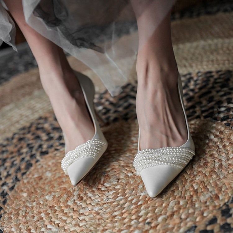 Stiletto Heel Slip-On Beads Western Tunna Skor